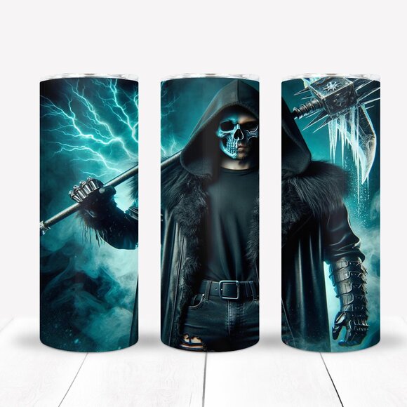 Grim Reaper Drinkware Tumbler Set, Travel Coffee Mug, Horror Cup - Picture 1 of 4